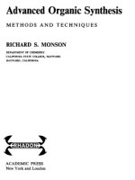 Advanced Organic Synthesis Methods and Techniques. by RICHARD S. MONSON&nbsp;(1971)